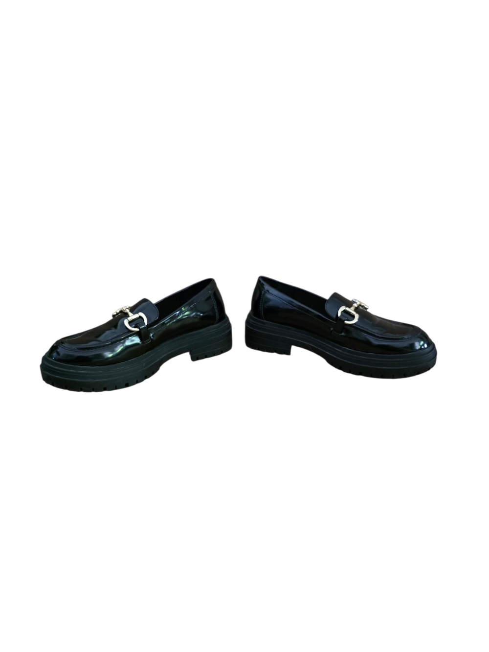 Alfani Black Patent Lug Sole Loafers 5 - Picture 3 of 6